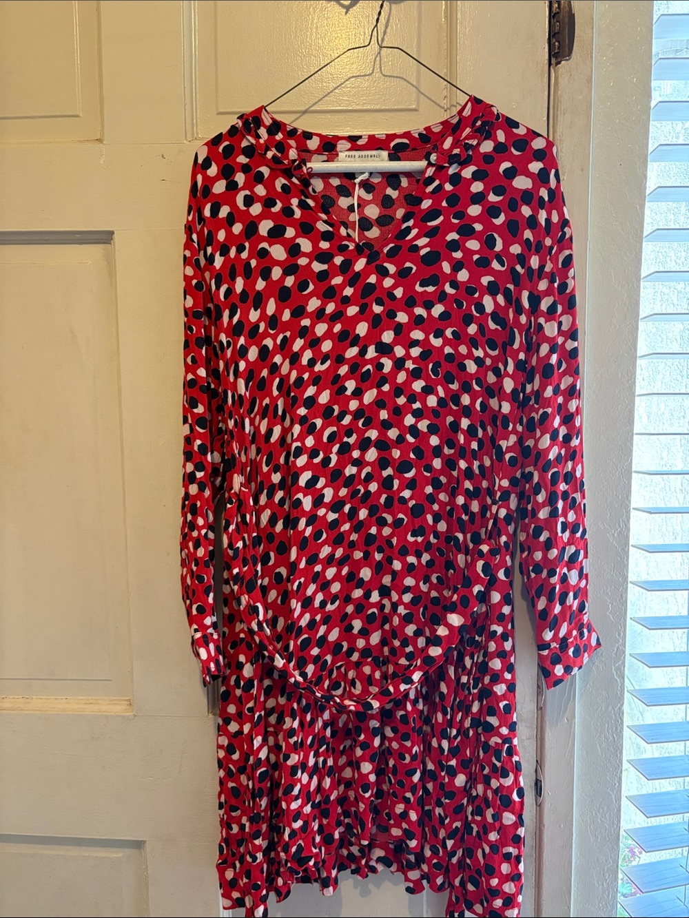 Red Polka-Spot Long-Sleeve V-Neck Dress by Free People